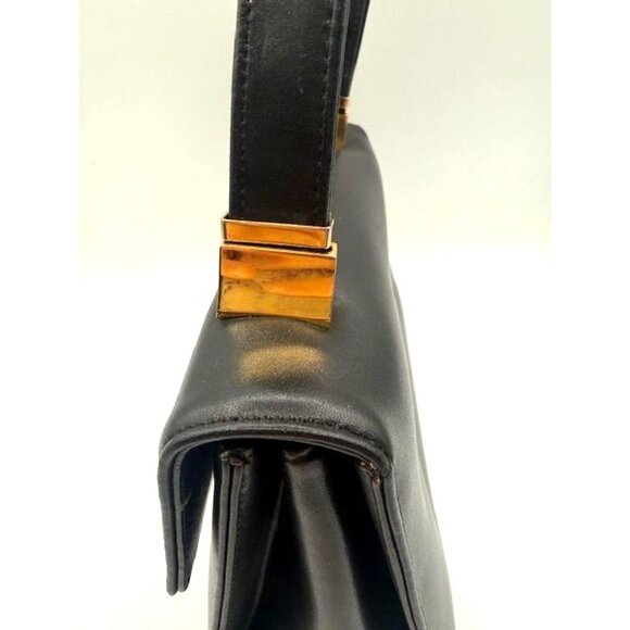 Vintage Koret Black Leather Minimalist Adjustable Strap Handbag w/ Coin Purse - Picture 5 of 14